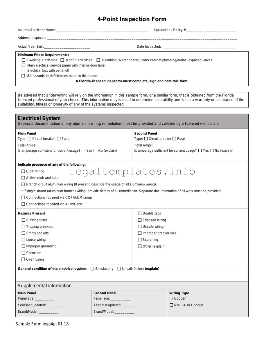 Fill a Valid 4 Point Inspection Form