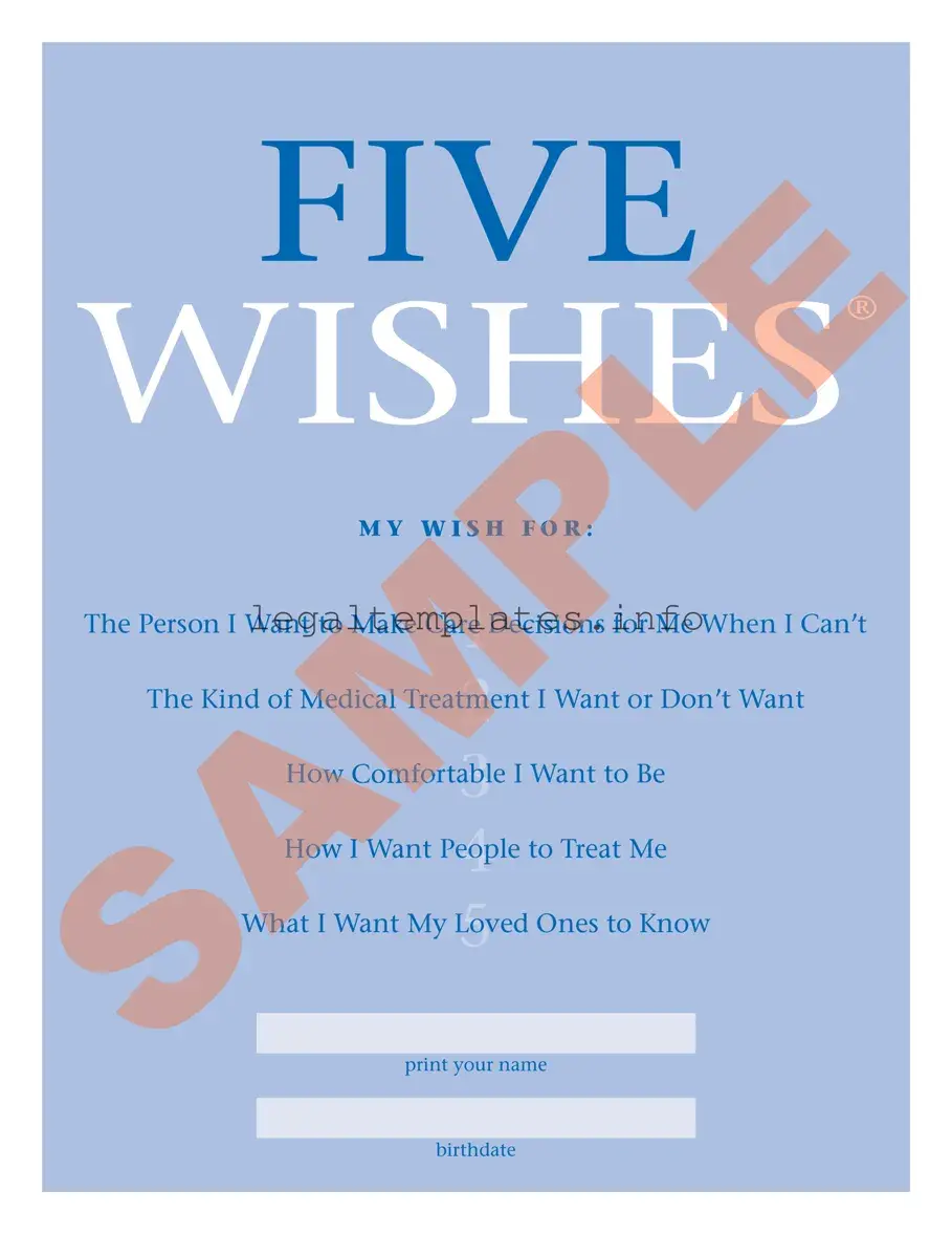 Fill a Valid 5 Wishes Document Form