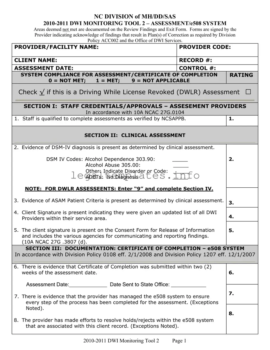 Fill a Valid 508 From Nc Dwi Services Form