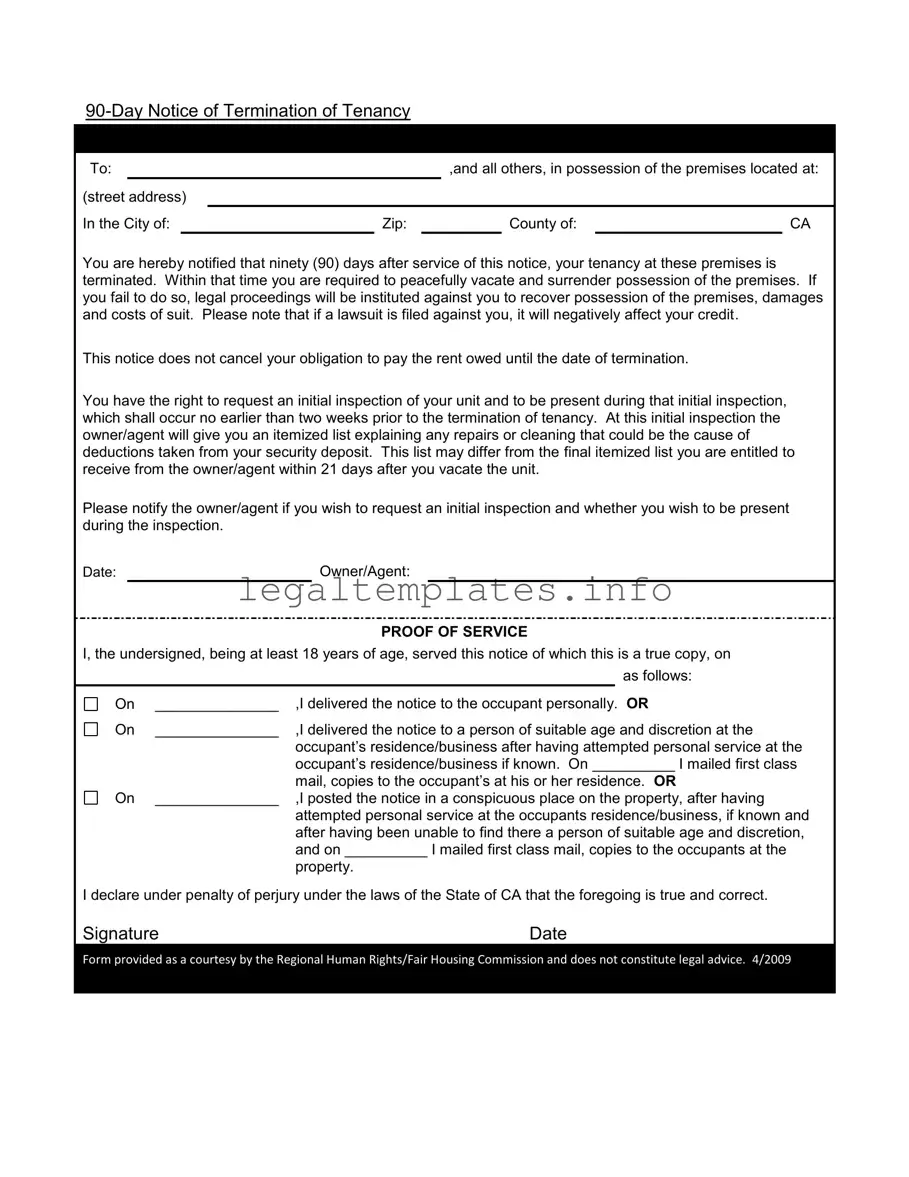 Fill a Valid 90 Day Notice To Move Out Form