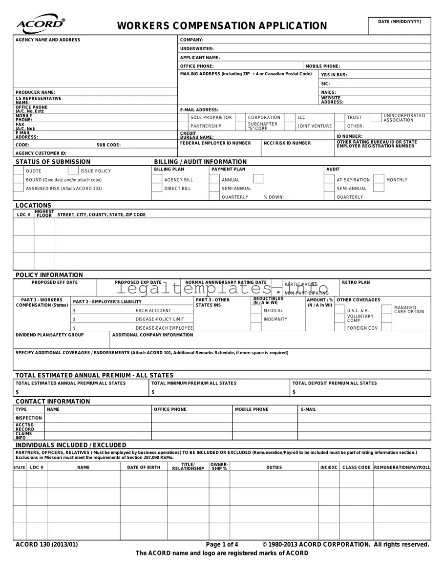 Fill a Valid Acord 130 Form