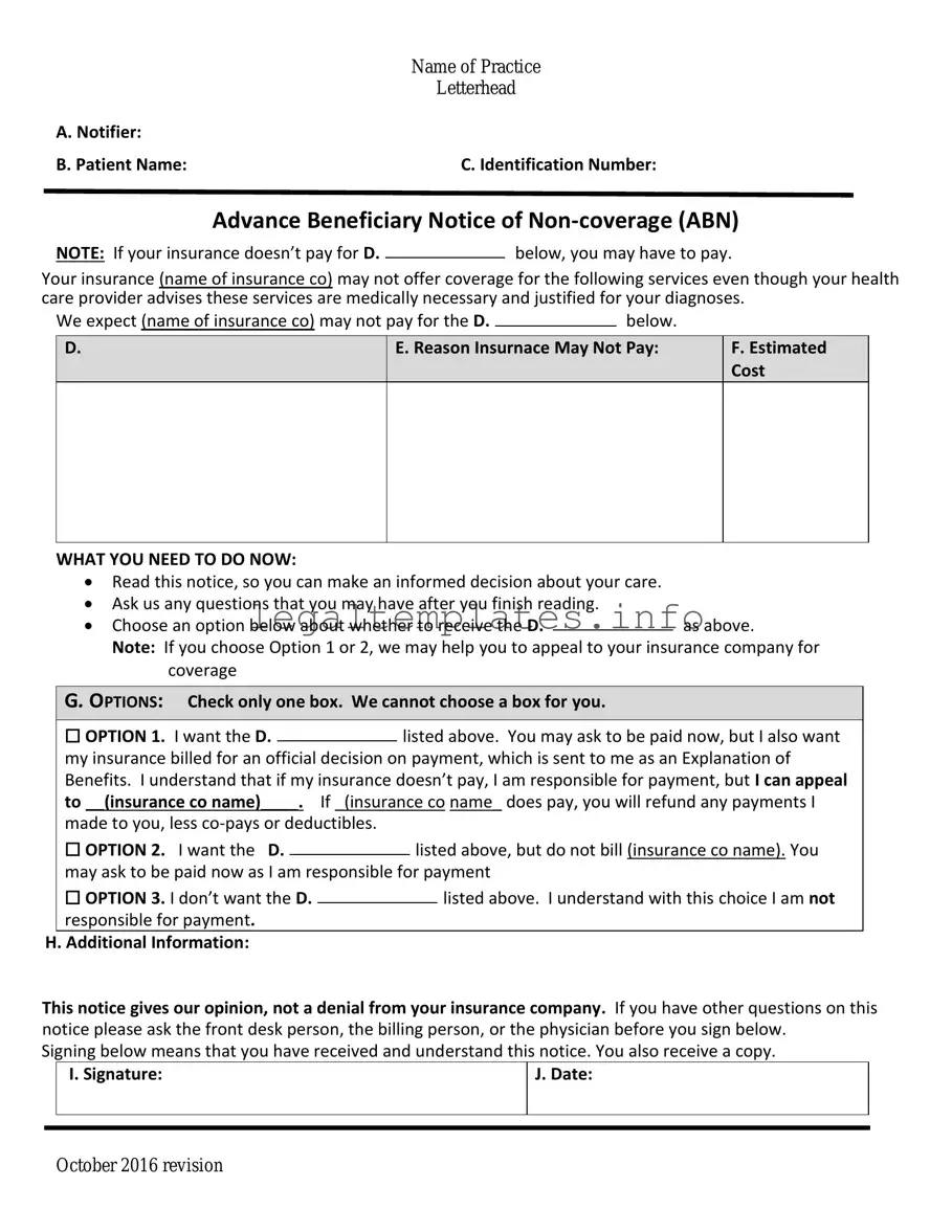 Fill a Valid Advance Beneficiary Notice of Non-coverage Form