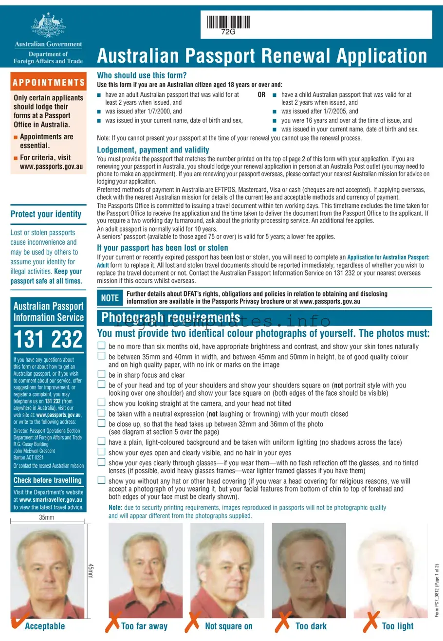 Fill a Valid Australian Passport Renewal Form