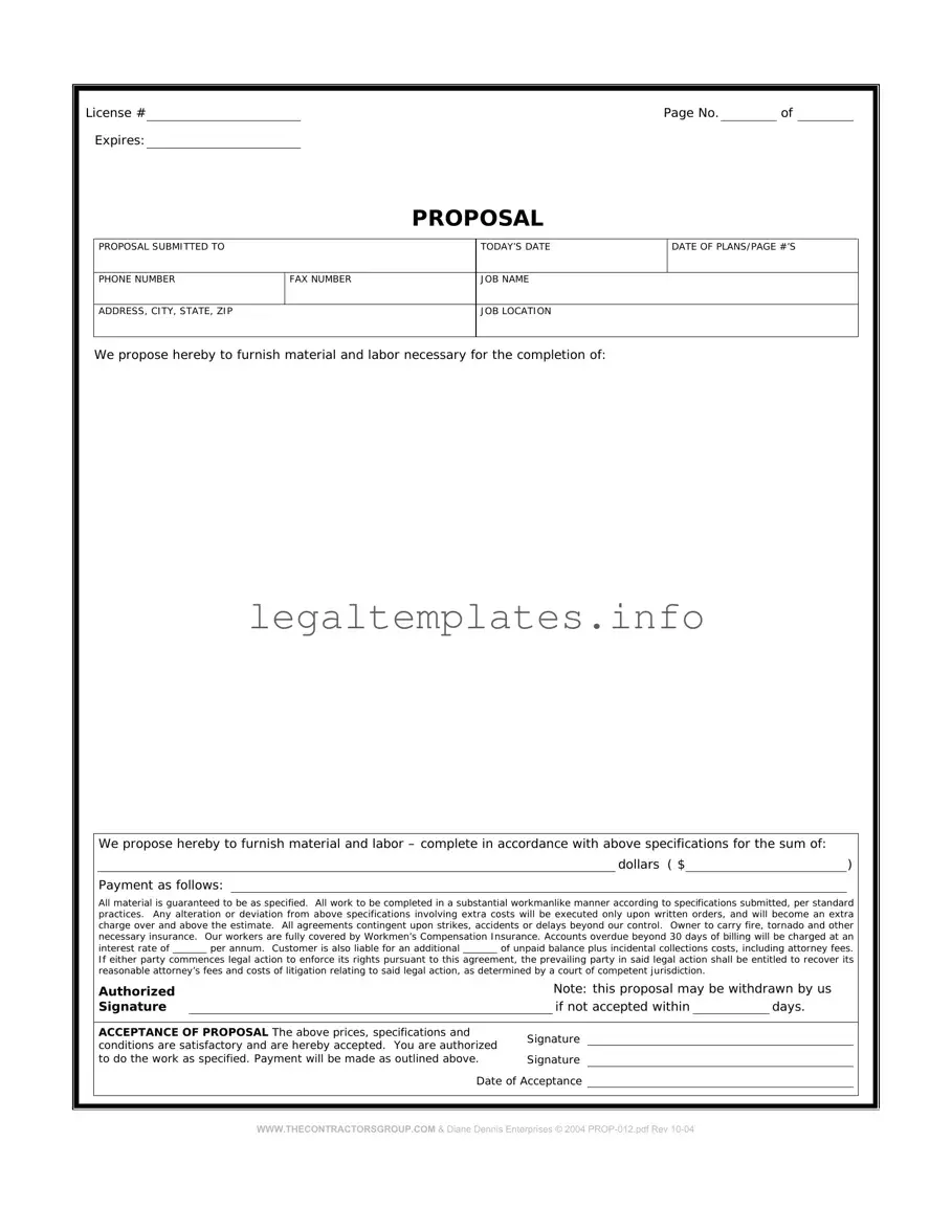 Fill a Valid Construction proposal form Form