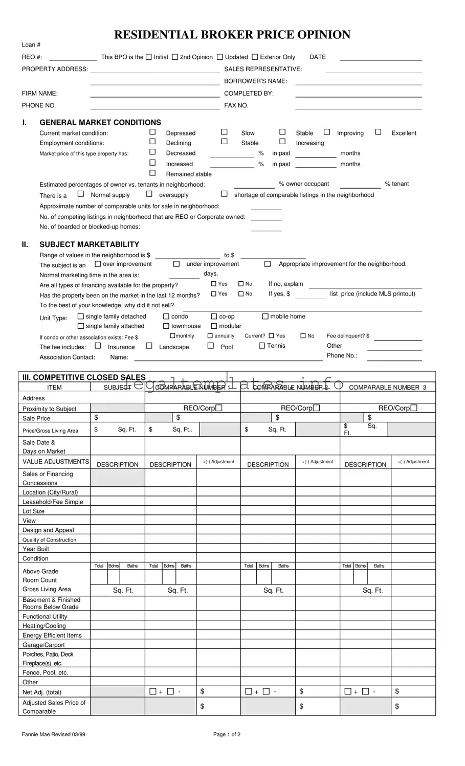 Fill a Valid Broker Price Opinion Form