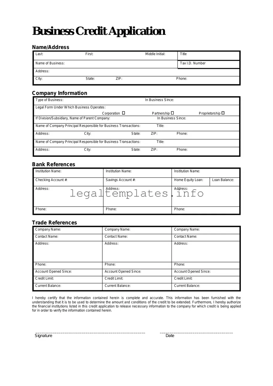 Fill a Valid Business Credit Application Form