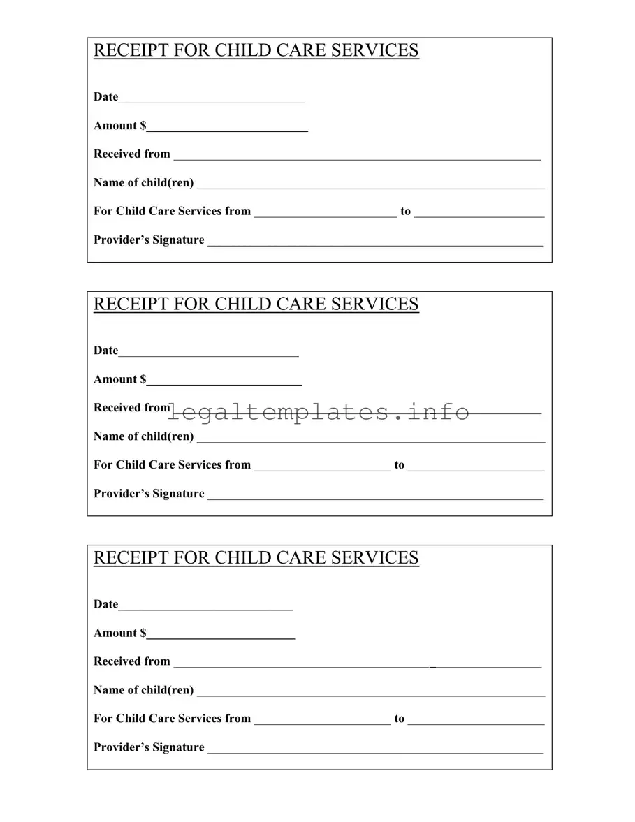 Fill a Valid Childcare Receipt Form