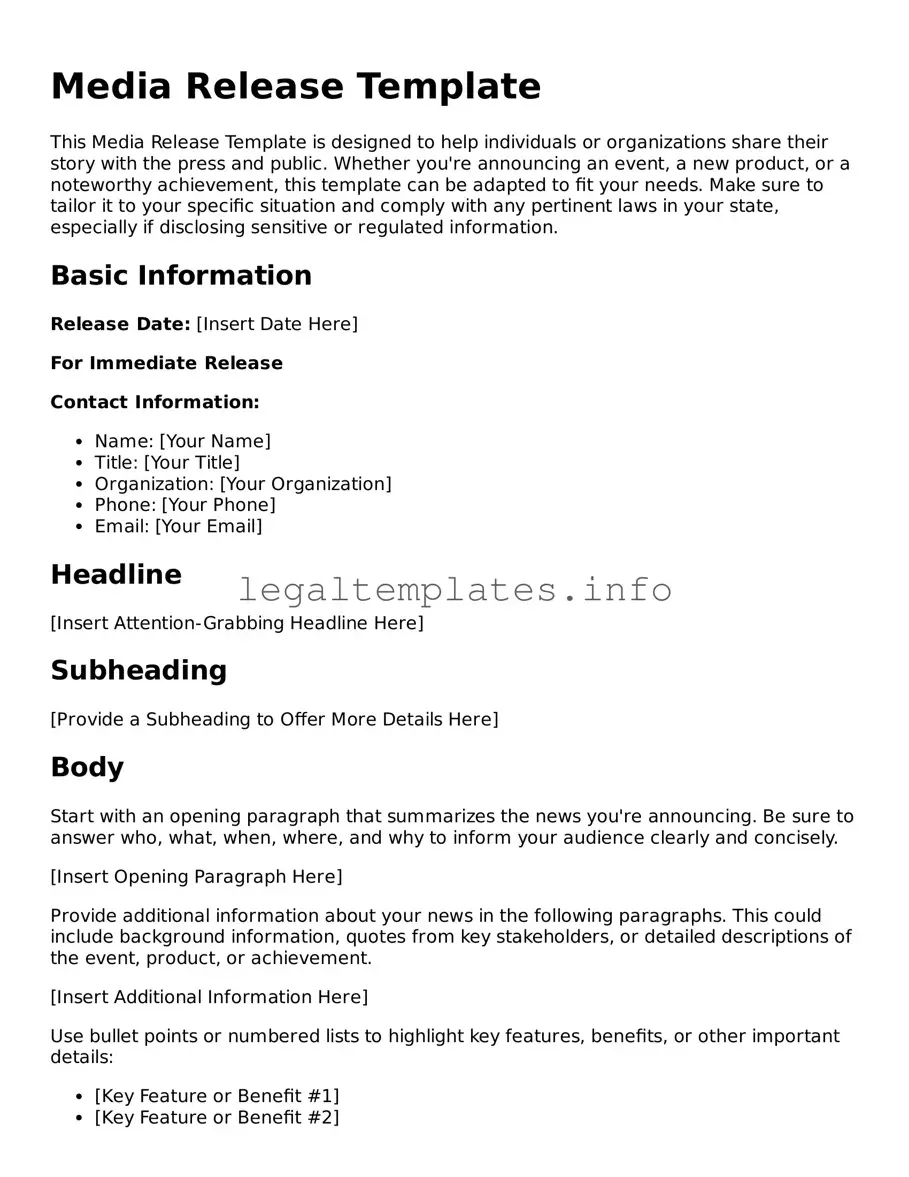 Fillable Media Release Document