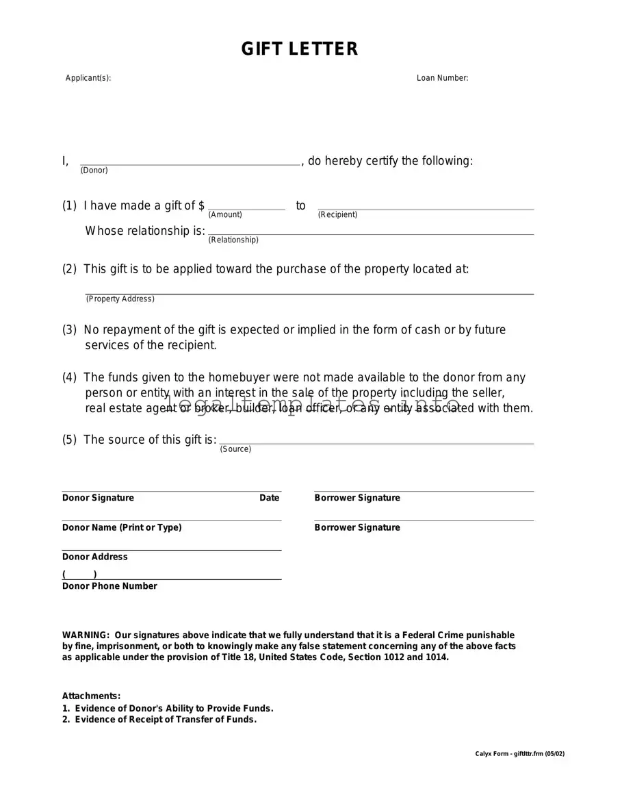 Fill a Valid Gift Letter Form