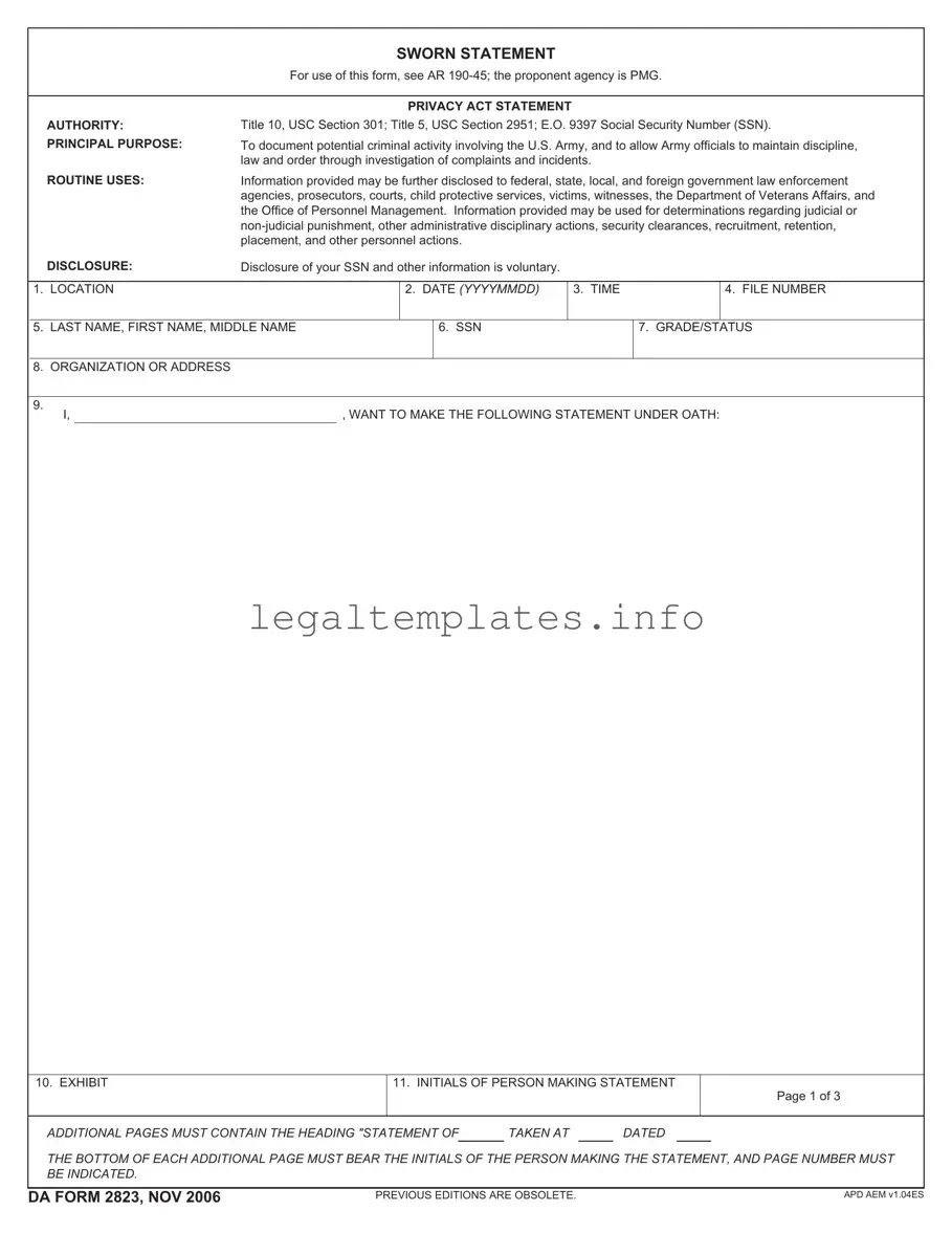Fill a Valid Da 2823 Form