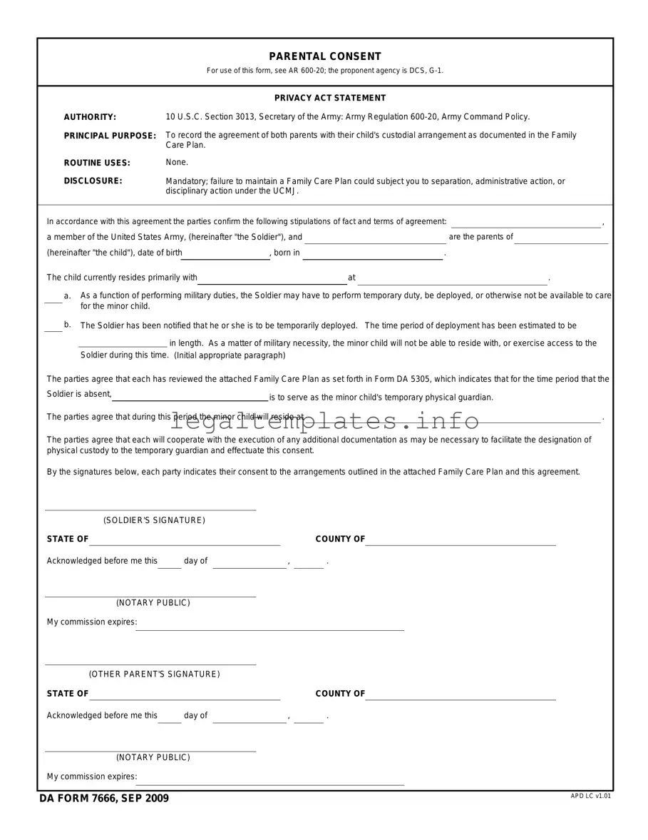 Fill a Valid DA 7666 Form