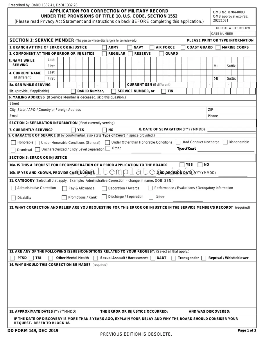 Fill a Valid DD 149 Form