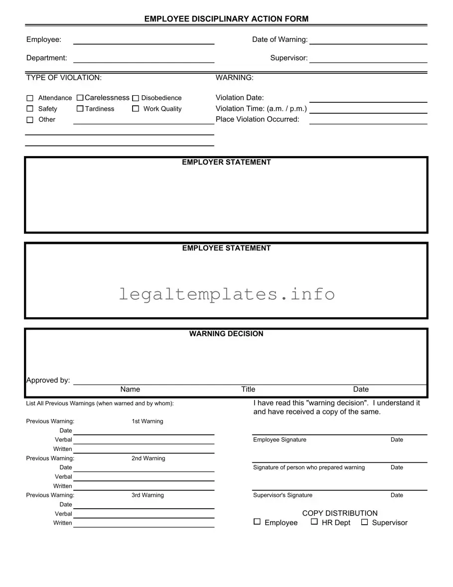 Fill a Valid Disciplinary Action Form