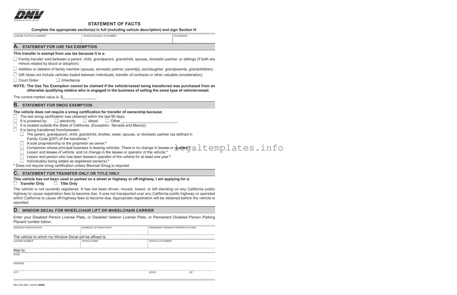 Fill a Valid Dmv Reg 256 Form