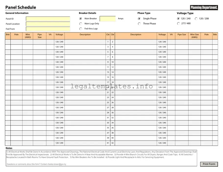 Fill a Valid Electrical Panel Schedule Form