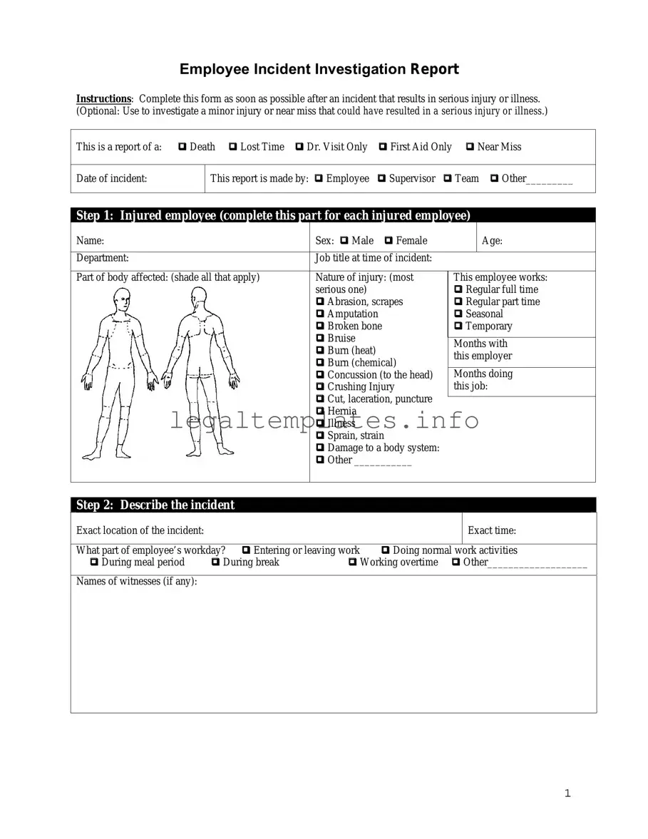 Fill a Valid Employee Accident Report Form
