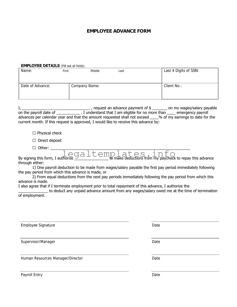Fill a Valid Employee Advance Form
