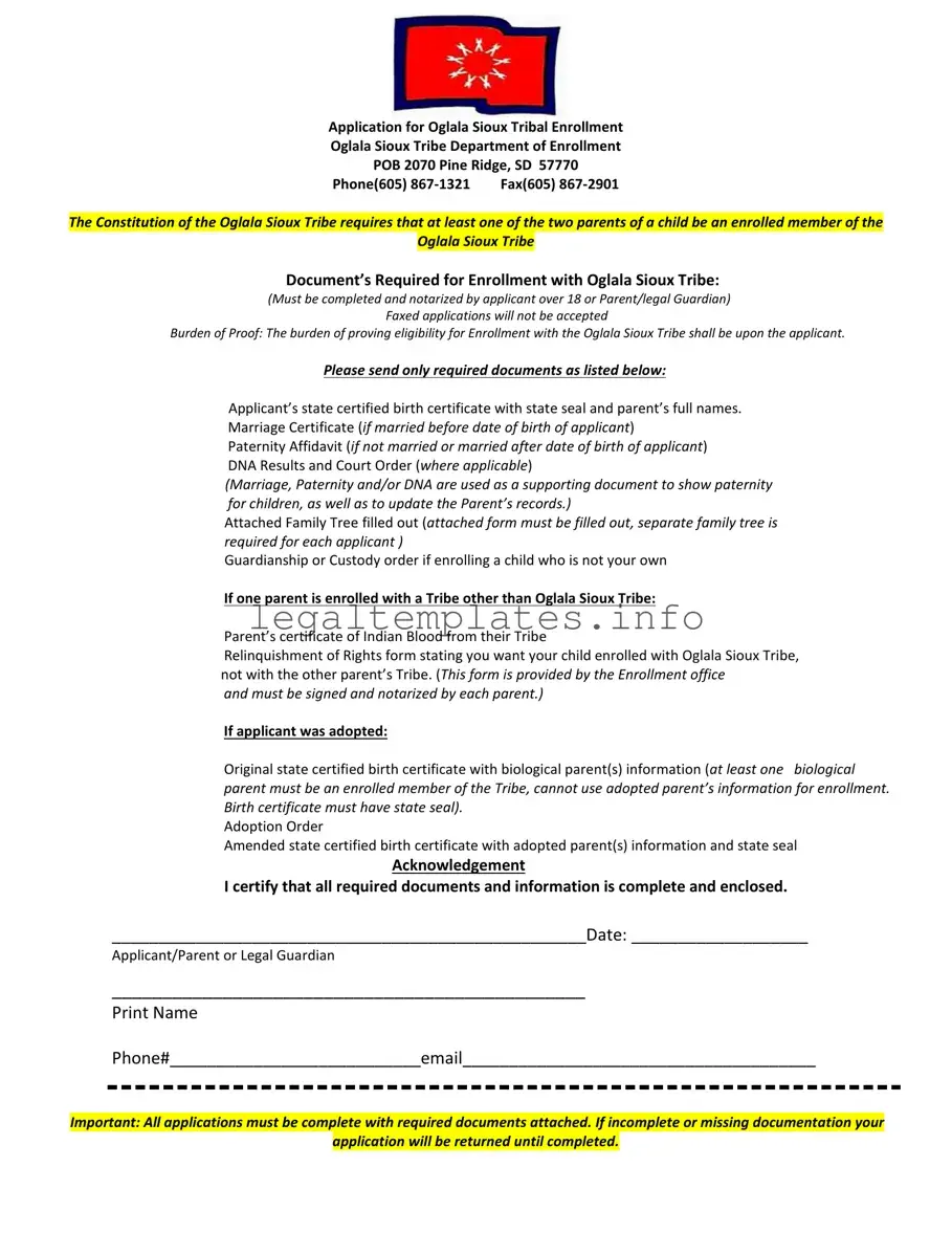 Fill a Valid Enrollment Oglala Sioux Tribe Form