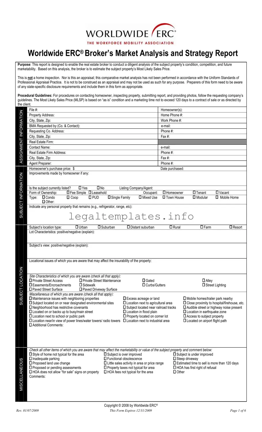 Fill a Valid Erc Broker Market Analysis Form