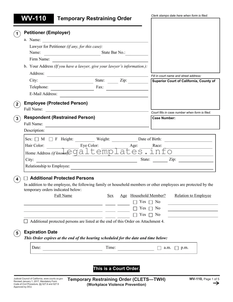 Fill a Valid Fake Restraining Order Form