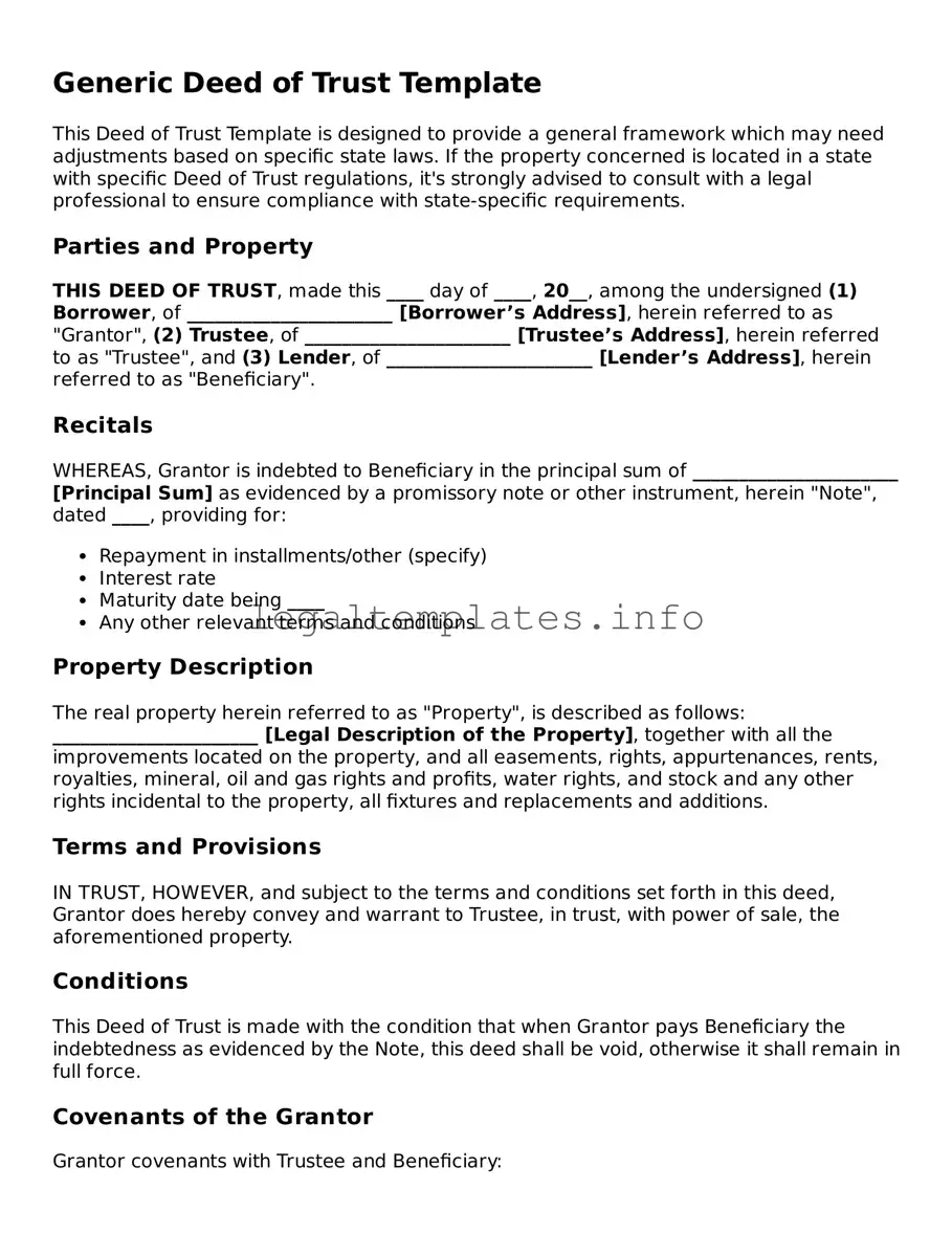 Fillable Deed of Trust Document