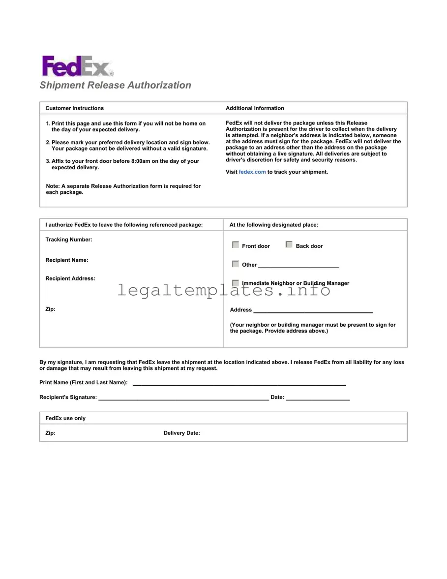 Fill a Valid Fedex Release Form