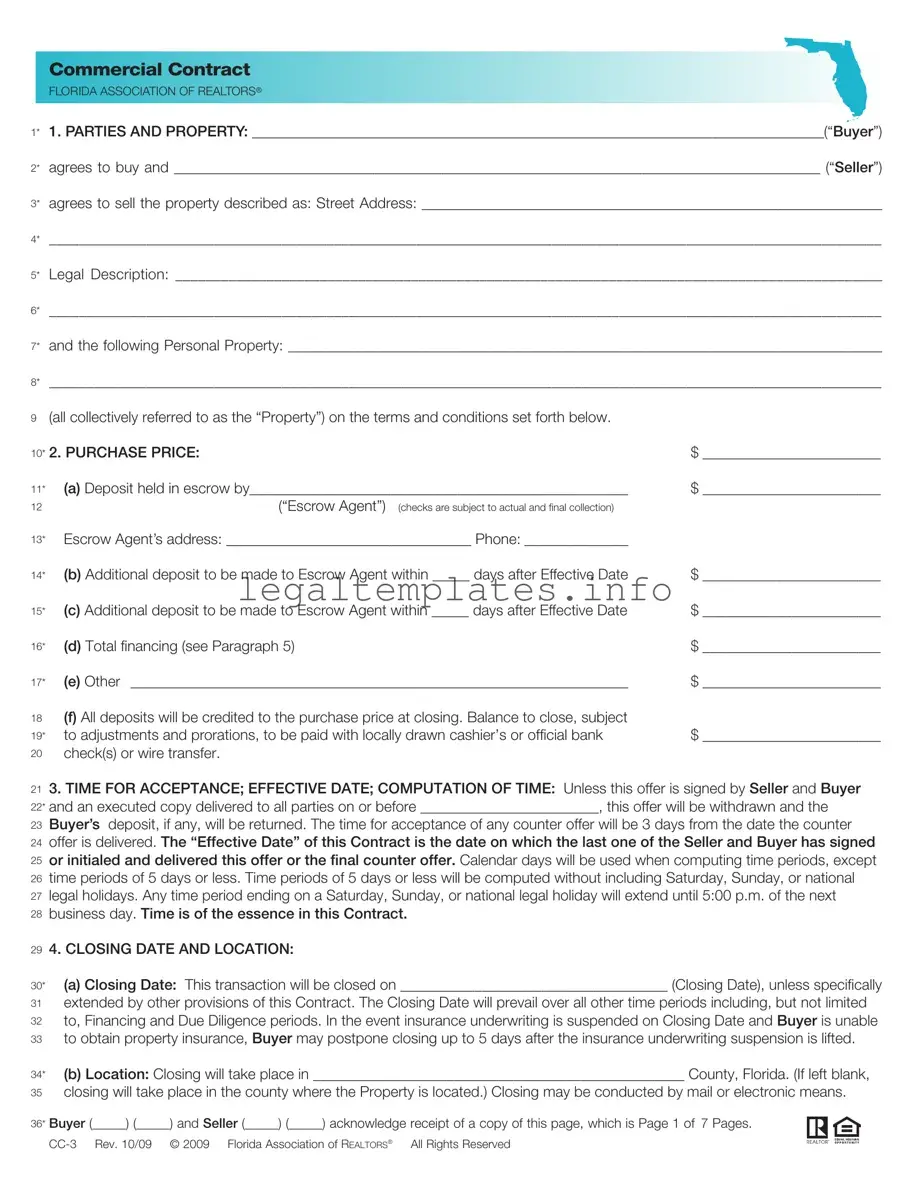 Fill a Valid Florida Commercial Contract Form