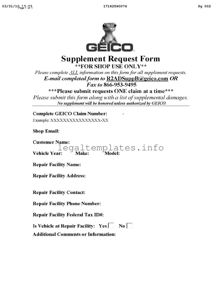 Fill a Valid Geico Supplement Request Form