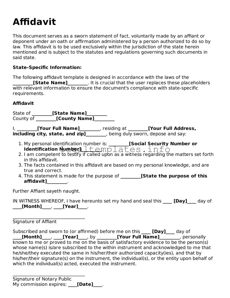 Fillable Affidavit Document
