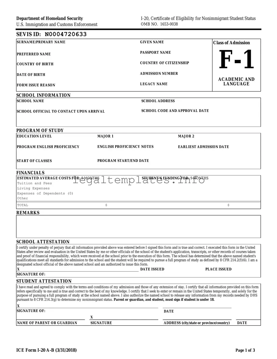 Fill a Valid I 20 Form