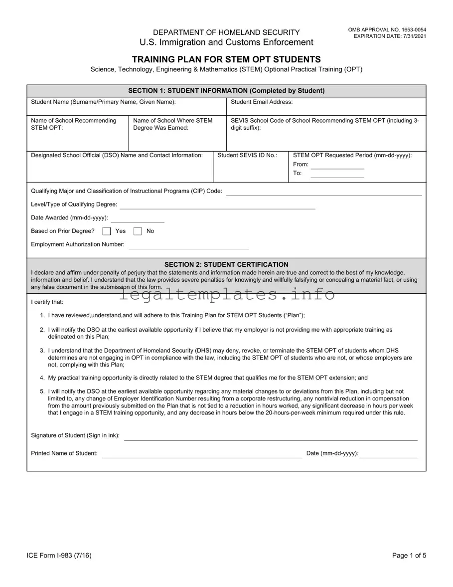 Fill a Valid ICE I-983 Form