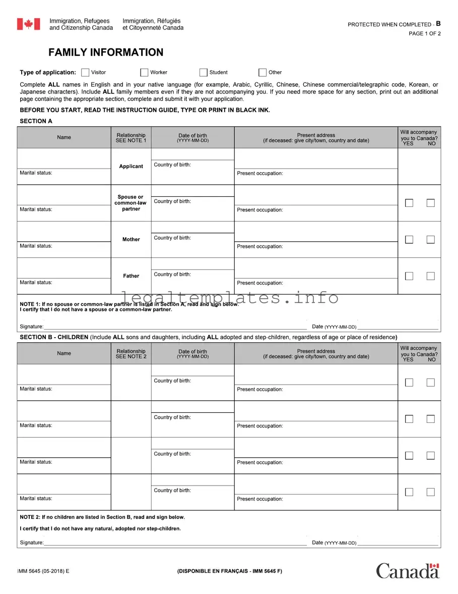 Fill a Valid Imm 5645 Form