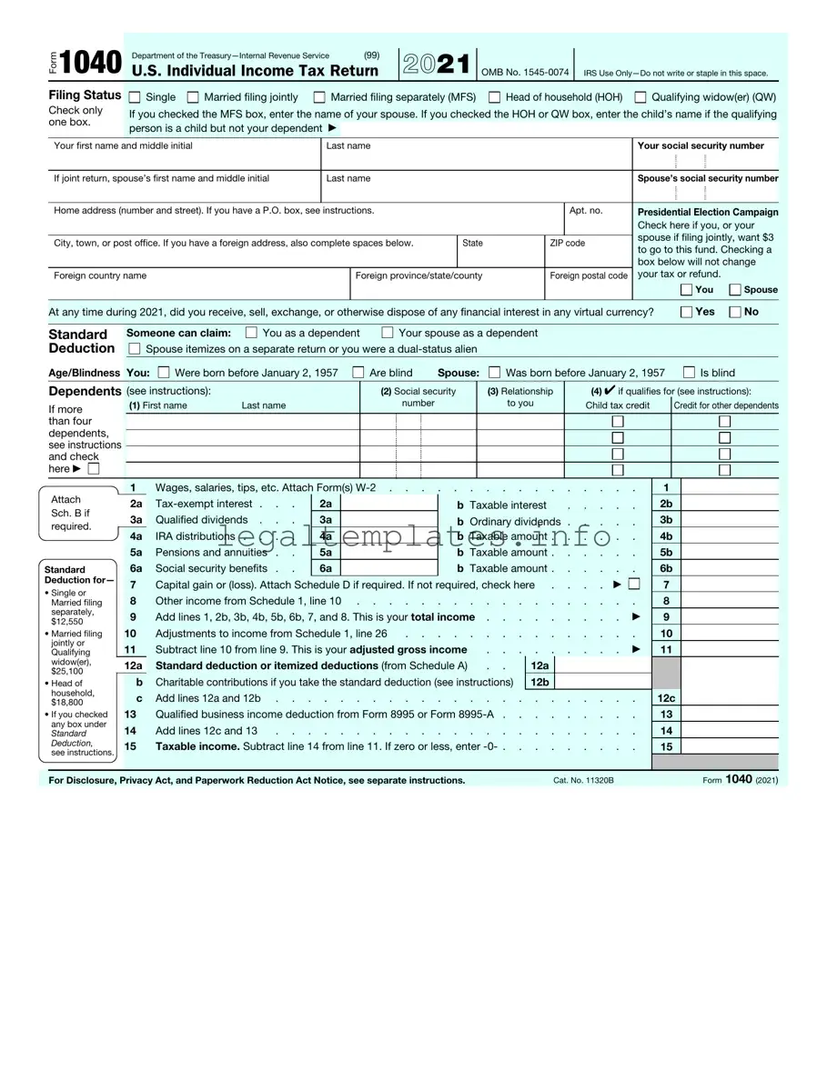Fill a Valid IRS 1040 Form