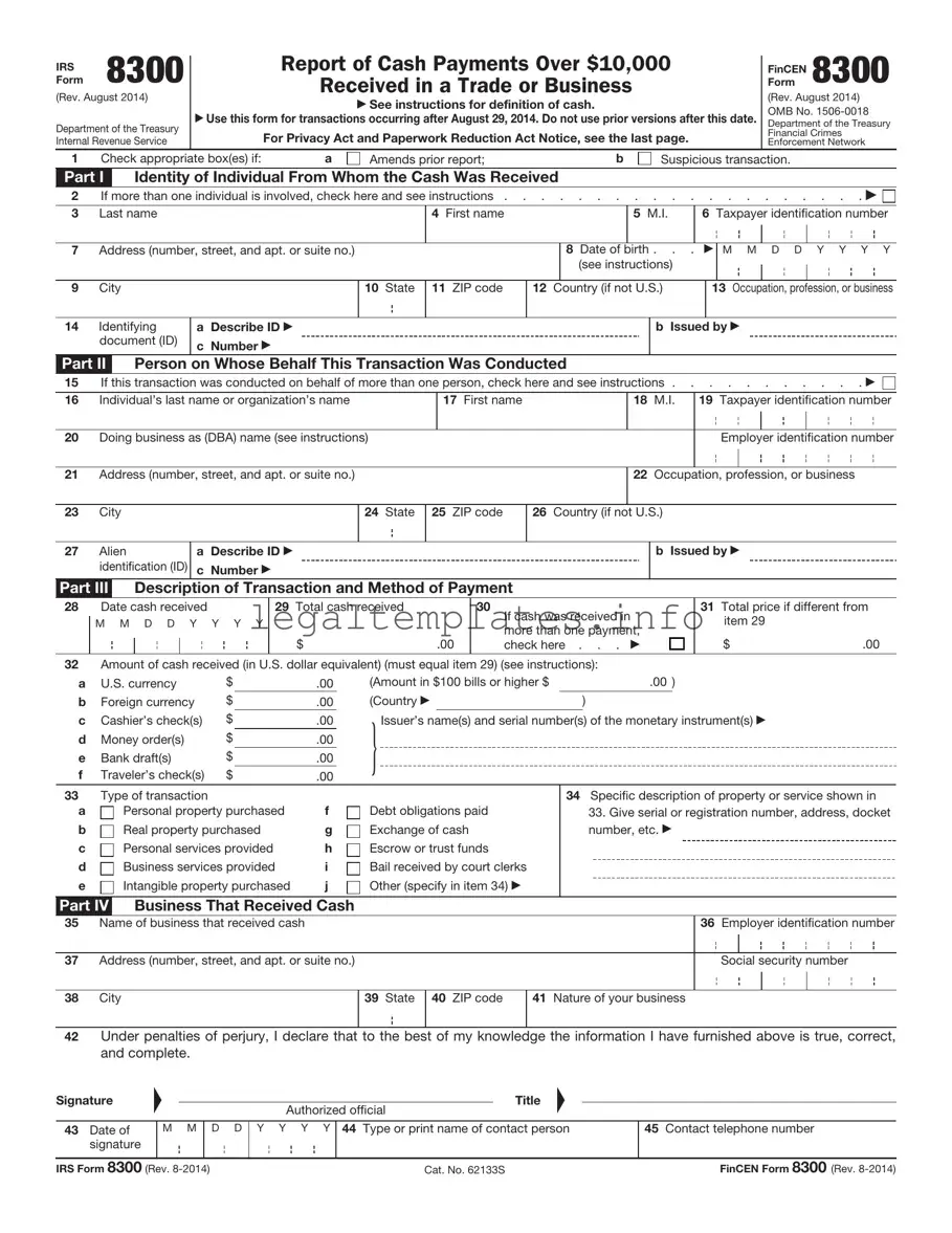 Fill a Valid IRS 8300 Form