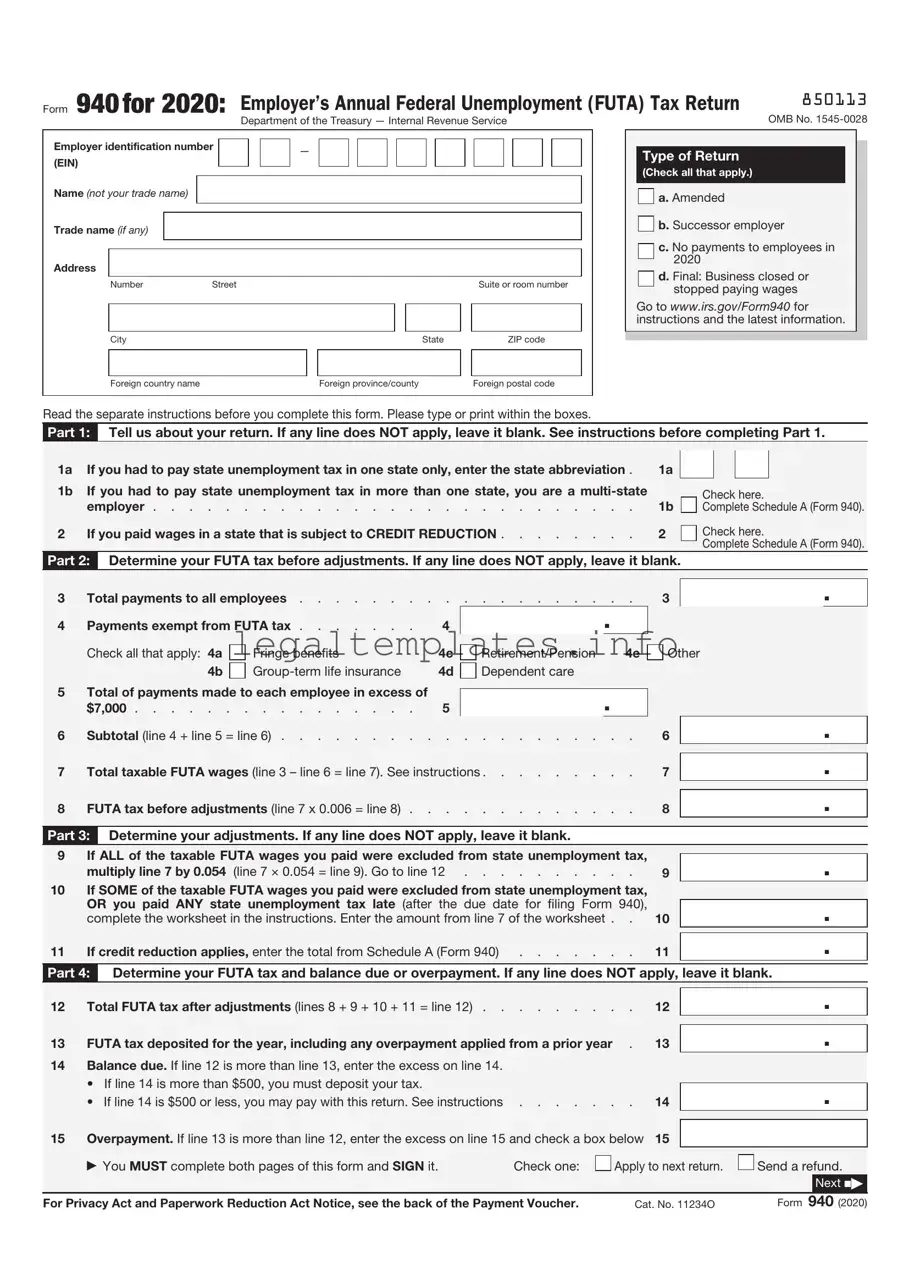 Fill a Valid IRS 940 Form