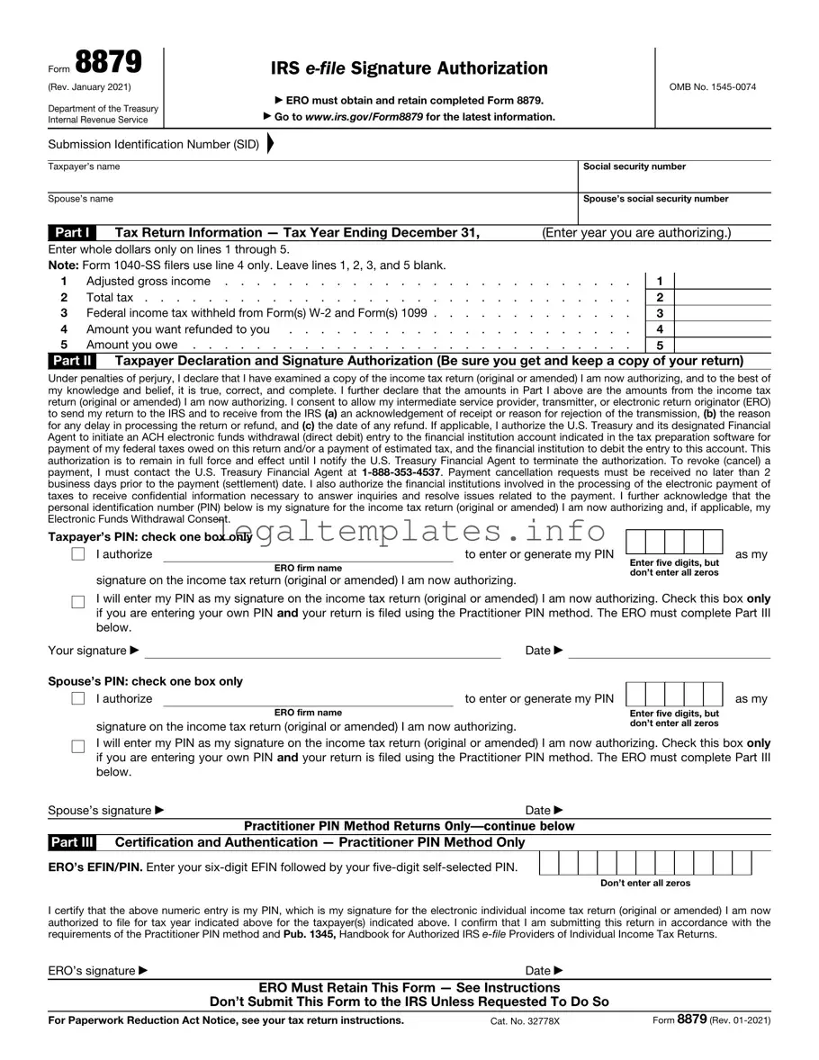 Fill a Valid IRS 8879 Form