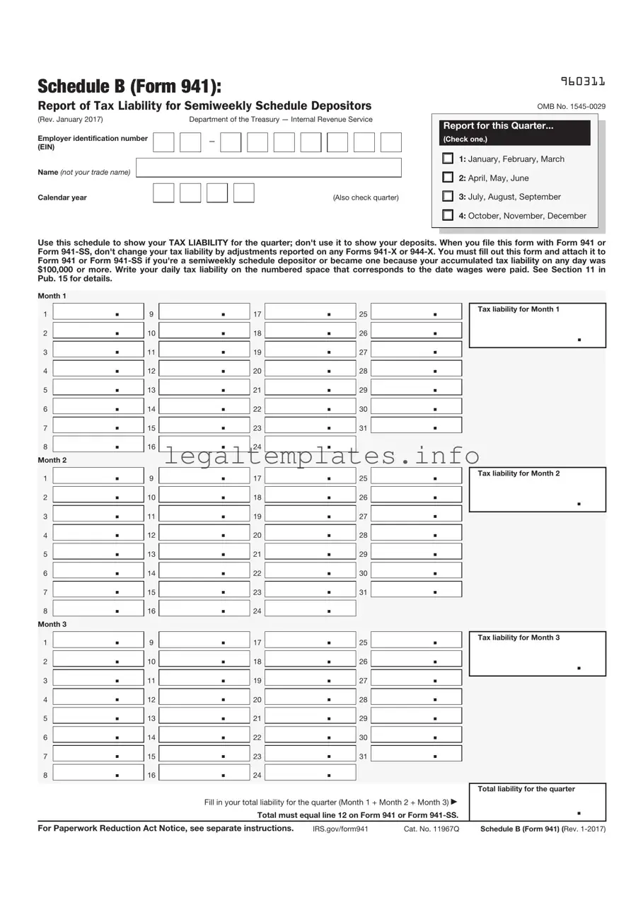Fill a Valid IRS Schedule B 941 Form