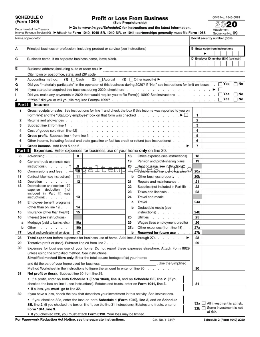 Fill a Valid IRS Schedule C 1040 Form