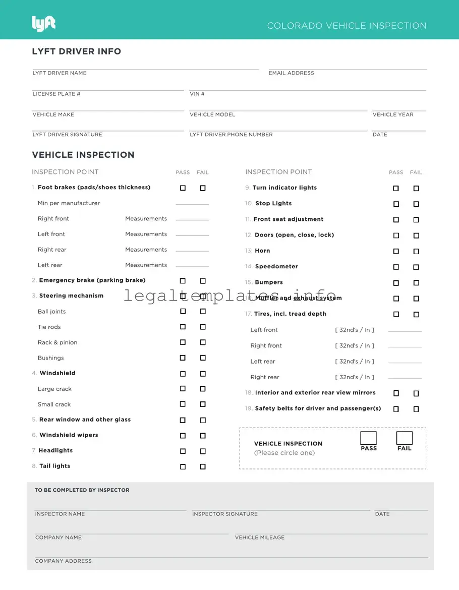Fill a Valid Lyft Inspection Form