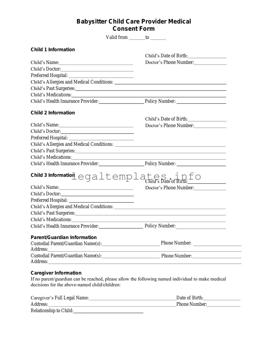 Fill a Valid Medical Consent Babysitter Form