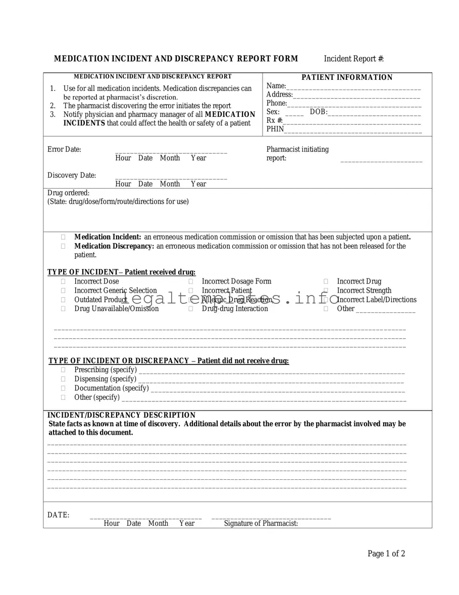 Fill a Valid Medication Error Form