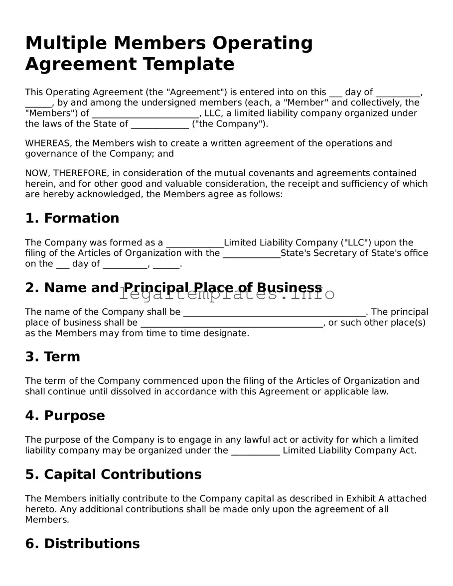 Fillable Multiple Members Operating Agreement Document