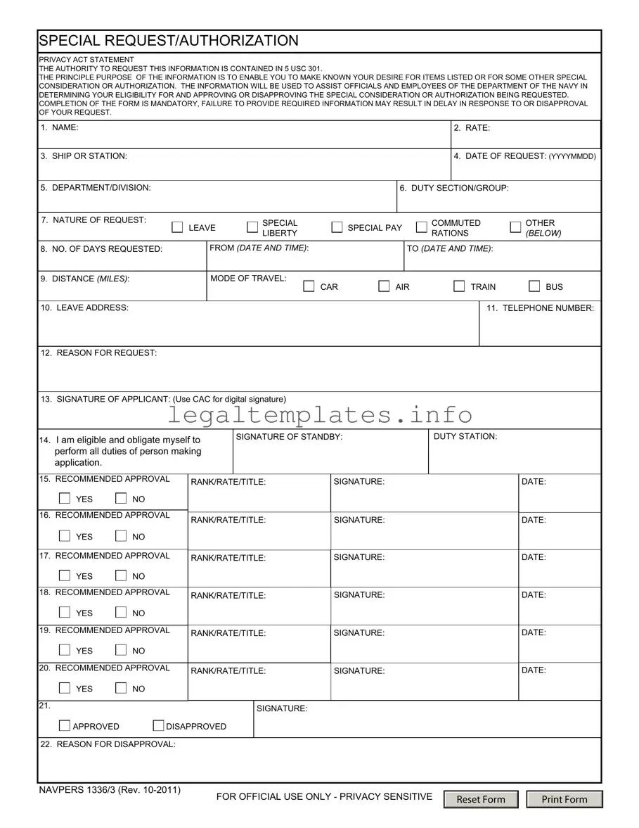 Fill a Valid Navpers 1336 3 Form