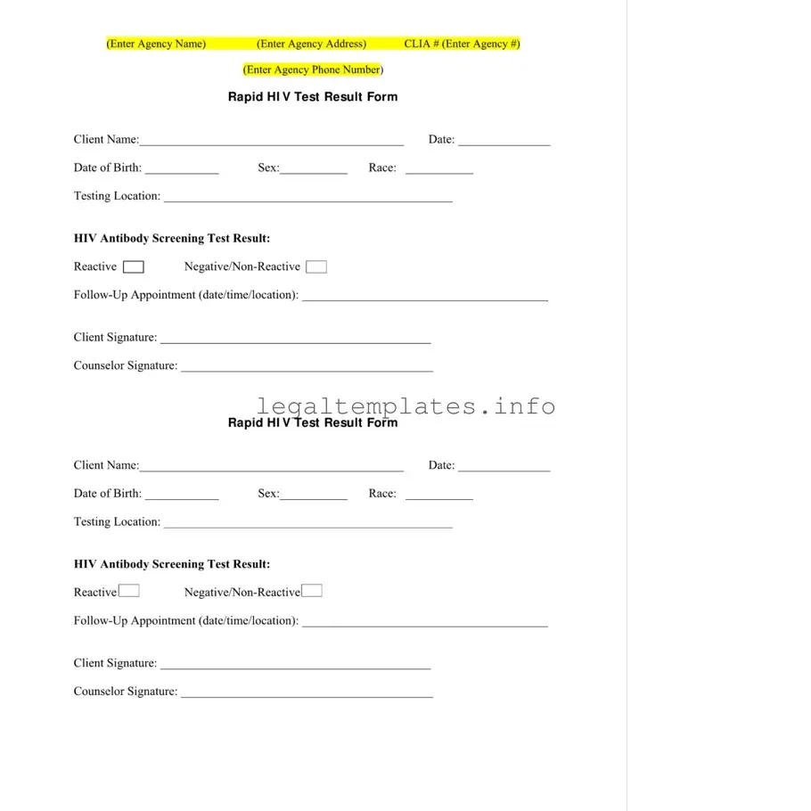 Fill a Valid Negative Hiv Test Form
