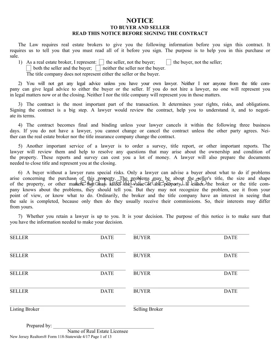 Fill a Valid New Jersey 118 Form