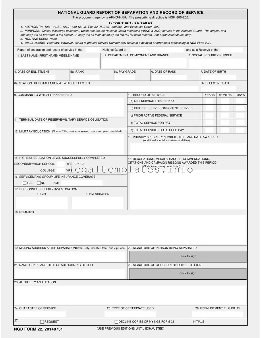 Fill a Valid Ngb 22 Form