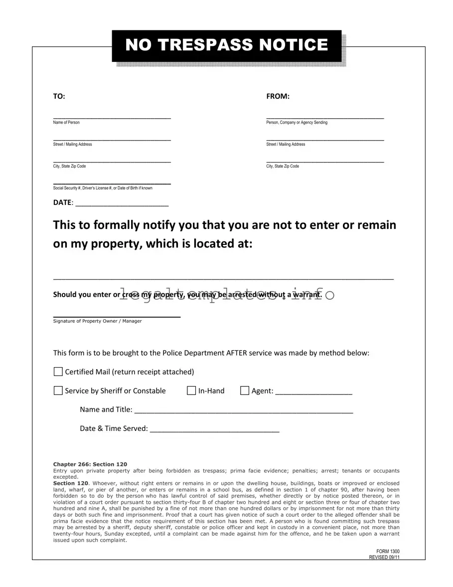 Fill a Valid No Trespassing Letter Form