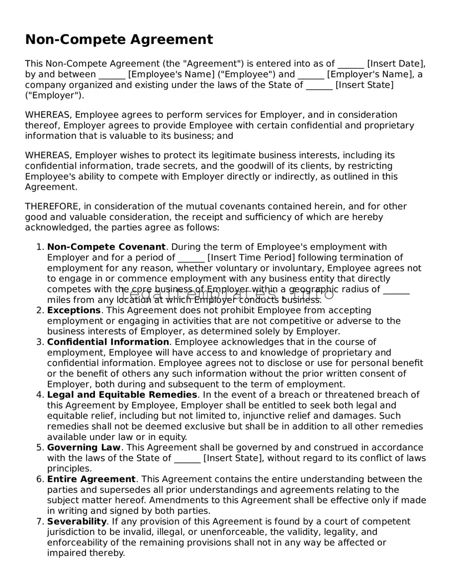 Fillable Non-compete Agreement Document