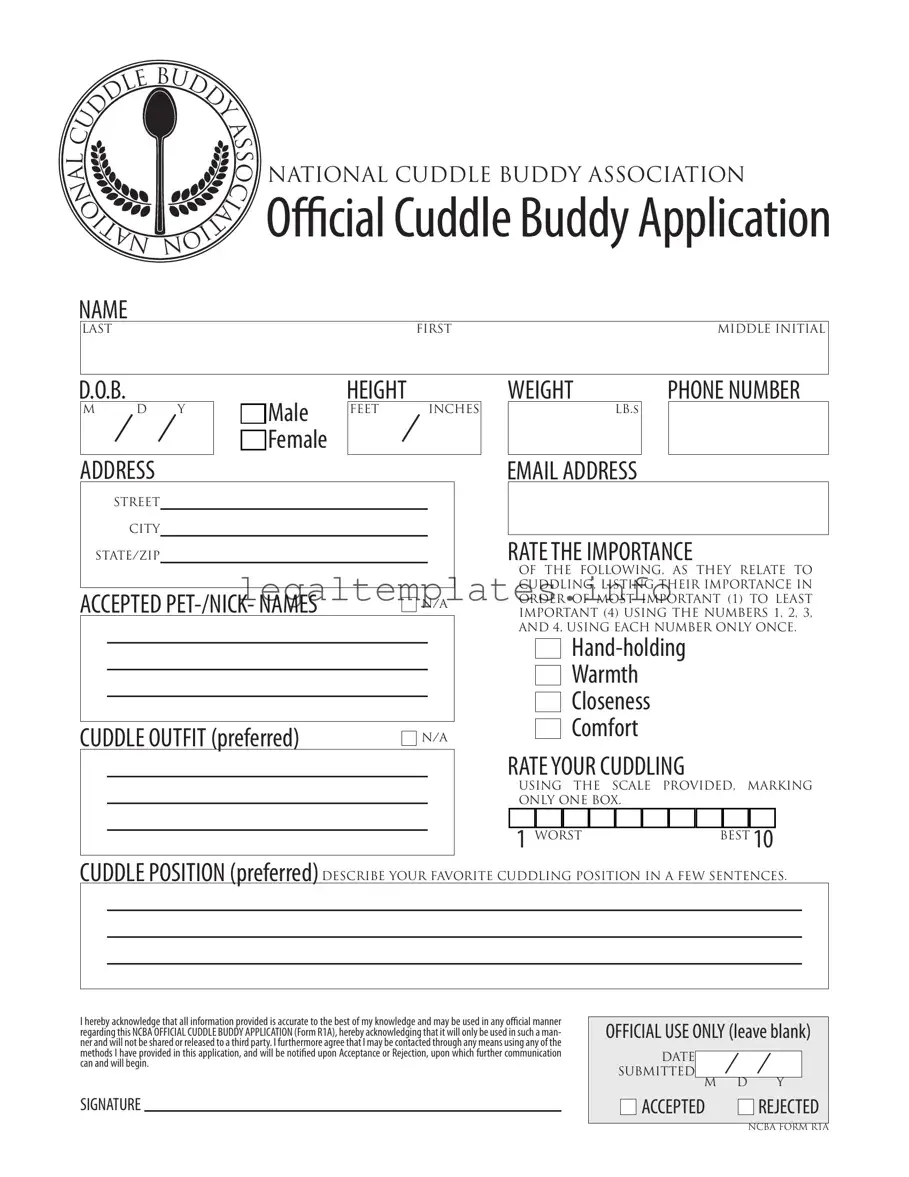 Fill a Valid Cuddle Buddy Application Form