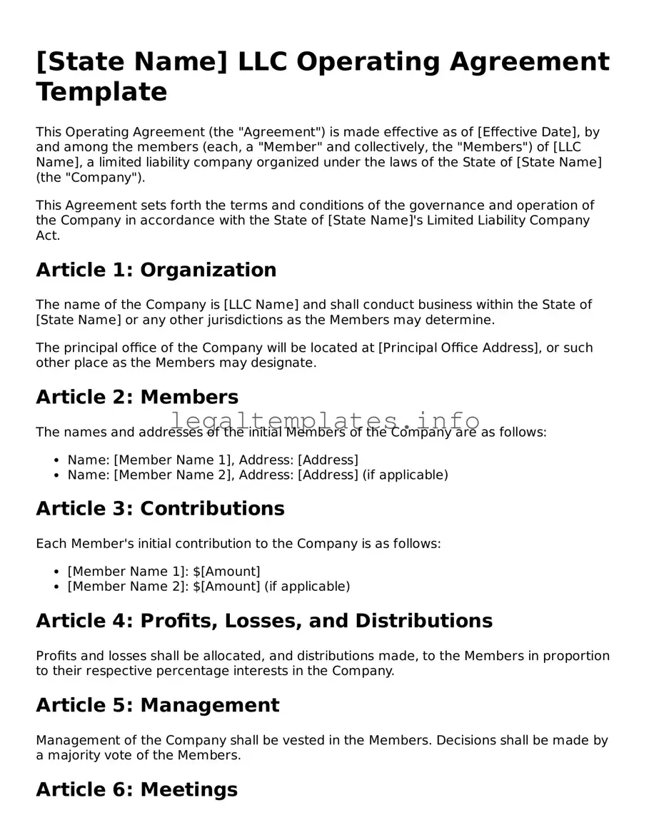 Fillable Operating Agreement Document